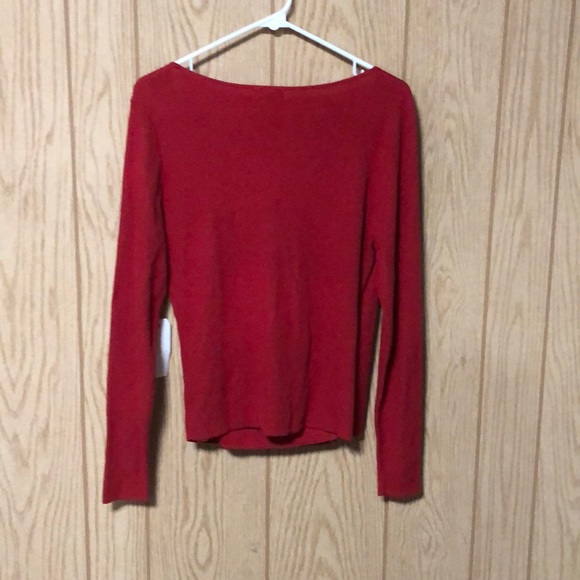 Leith Red Ribbed Wrap Sweater - Picture 6 of 6